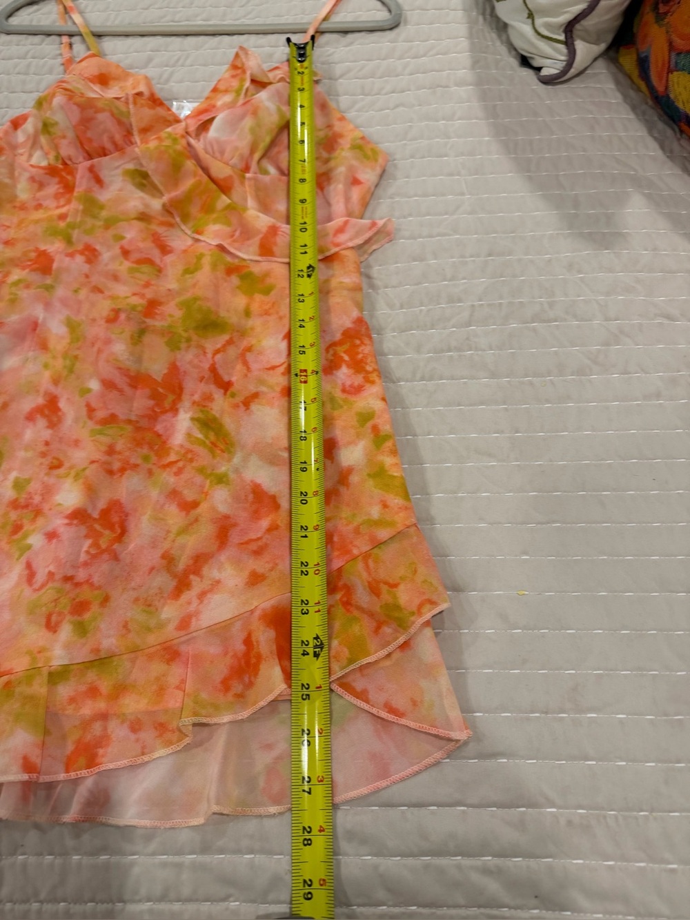 Floral Ruffle Slip Dress in Coral & Lime - Picture 9 of 10